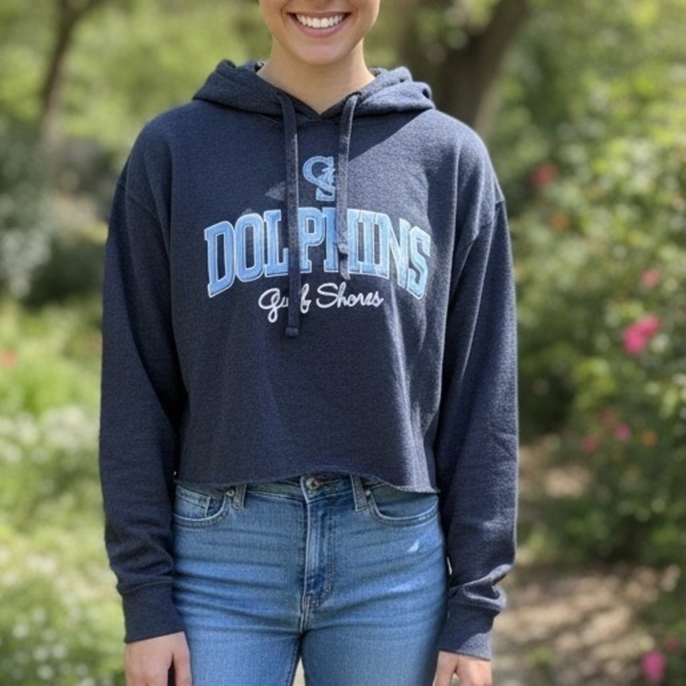 PEL Athletic Dolphins Gulf Shores Cropped Hoodie Sweatshirt Womensโ Small S